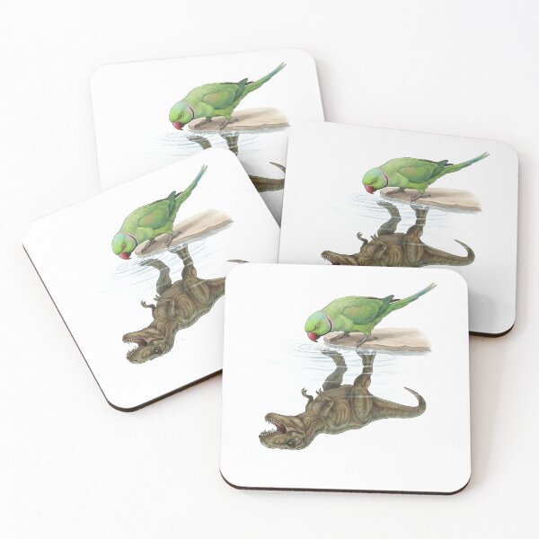 Item preview, Funny Green Ringneck Parakeet Reflection T Rex Dinosaur Parrot Mom Dad Lover designed and sold by DoodleTortle.