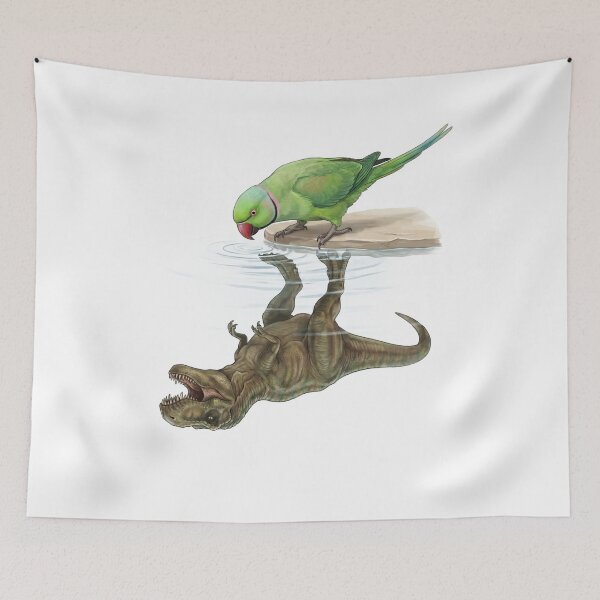 Item preview, Funny Green Ringneck Parakeet Reflection T Rex Dinosaur Parrot Mom Dad Lover designed and sold by DoodleTortle.