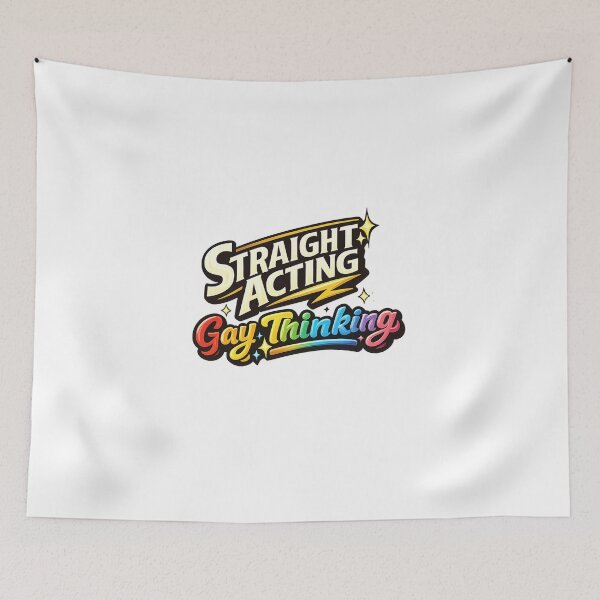 Item preview, Straight Acting Gay Thinking Retro Rainbow Pride Humor Queer Identity Expression designed and sold by Aryabek.