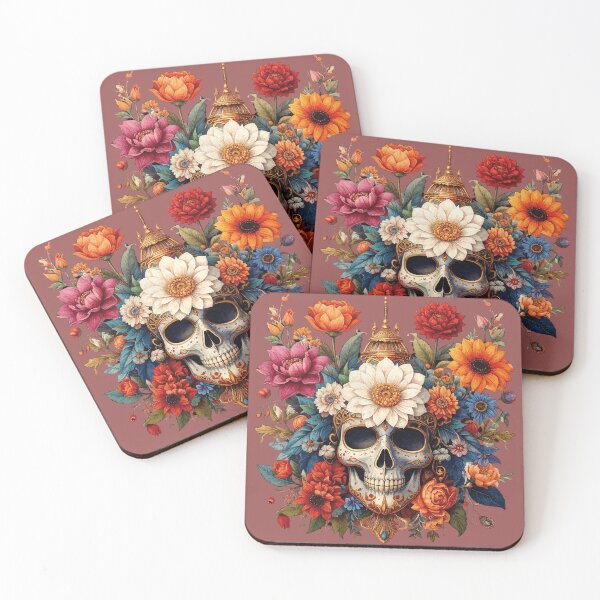 Item preview, Skull with floral ornament – digital painting designed and sold by Alan-David.