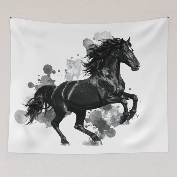 Item preview, Black Horse Ink Splash Running Stallion Art designed and sold by Rutvain.