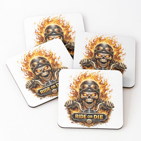 Item preview, Ride Or Die Flaming Skull Biker Design designed and sold by Nixora.