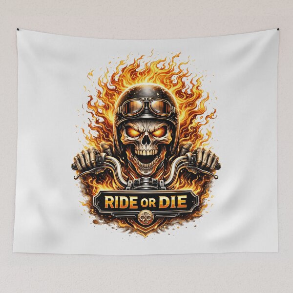 Item preview, Ride Or Die Flaming Skull Biker Design designed and sold by Nixora.