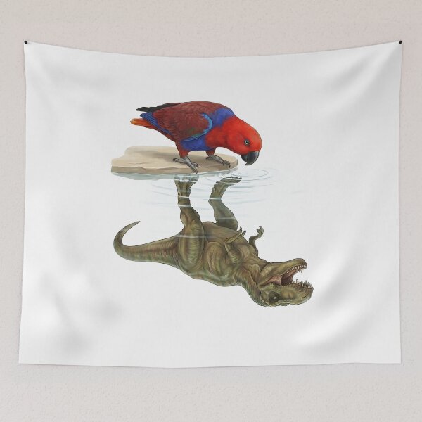 Item preview, Funny Red Eclectus Reflection T Rex Dinosaur Parrot Mom Dad Lover designed and sold by DoodleTortle.