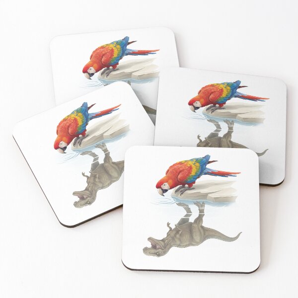 Item preview, Funny Scarlet Macaw Reflection T Rex Dinosaur Parrot Mom Dad Lover designed and sold by DoodleTortle.
