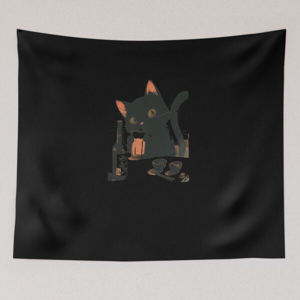 Item preview, Beer-Drinking Black Cat #169 designed and sold by triglavis-art.