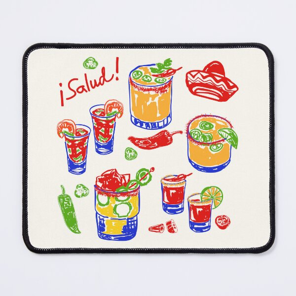 Item preview, Salud Mexican Drinks - Spicy Margarita, Michelada, Tequila Illustration designed and sold by MaiZephyr.