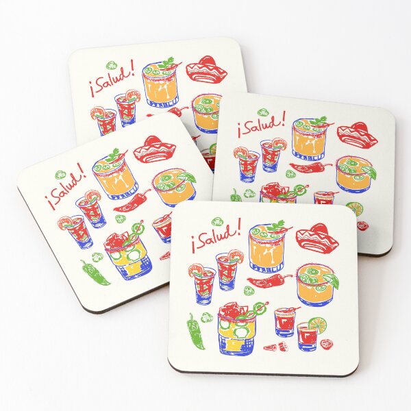 Item preview, Salud Mexican Drinks - Spicy Margarita, Michelada, Tequila Illustration designed and sold by MaiZephyr.