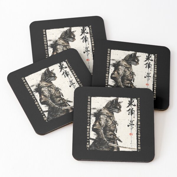 Item preview, Samurai Cat Warrior Ukiyo Ink Style designed and sold by titanlevi.