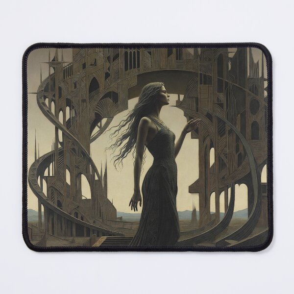 Item preview, Surreal Gothic Goddess - Elegant Woman in Impossible Floating Architecture designed and sold by David Brookes Digital.