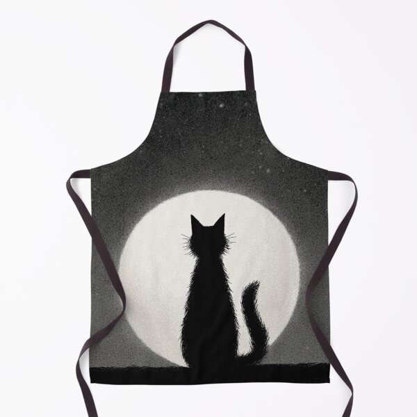 Item preview, Black Cat Silhouette Illustration Behind The Moon Art designed and sold by GrinGalore.