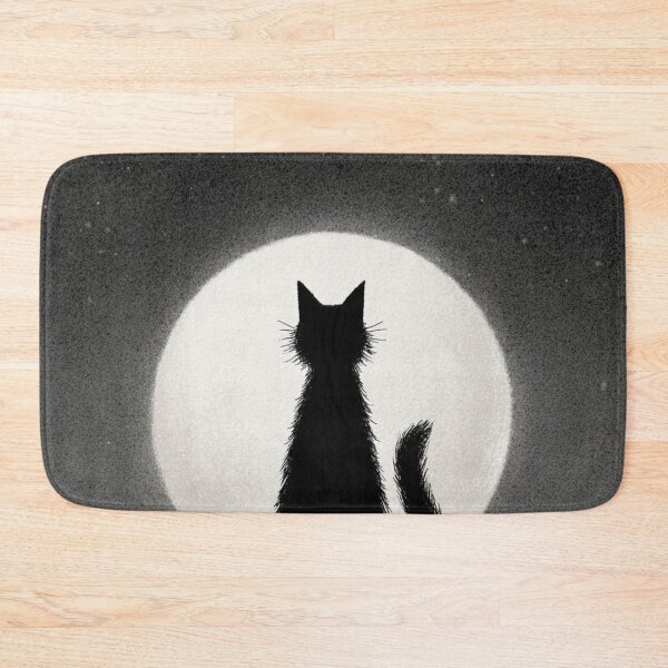 Item preview, Black Cat Silhouette Illustration Behind The Moon Art designed and sold by GrinGalore.