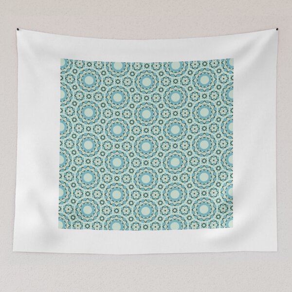 Item preview, Cool Blue Circular Floral Tile Symmetry Pattern designed and sold by zenrywardsss.