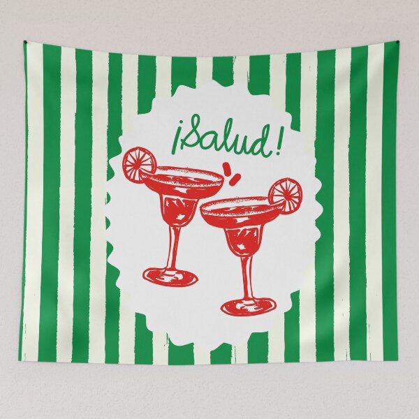 Item preview, Green Stripes Margarita Salud Cocktail Art Print designed and sold by MaiZephyr.