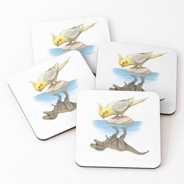 Item preview, Funny Yellow Cockatiel Reflection T Rex Dinosaur Parrot Mom Dad Lover designed and sold by DoodleTortle.