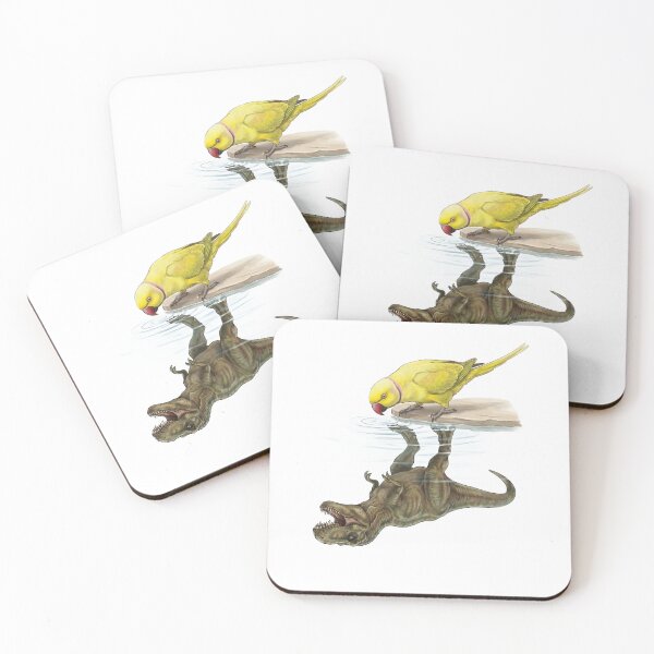 Item preview, Funny Yellow Ringneck Parakeet Reflection T Rex Dinosaur Parrot Mom Dad Lover designed and sold by DoodleTortle.
