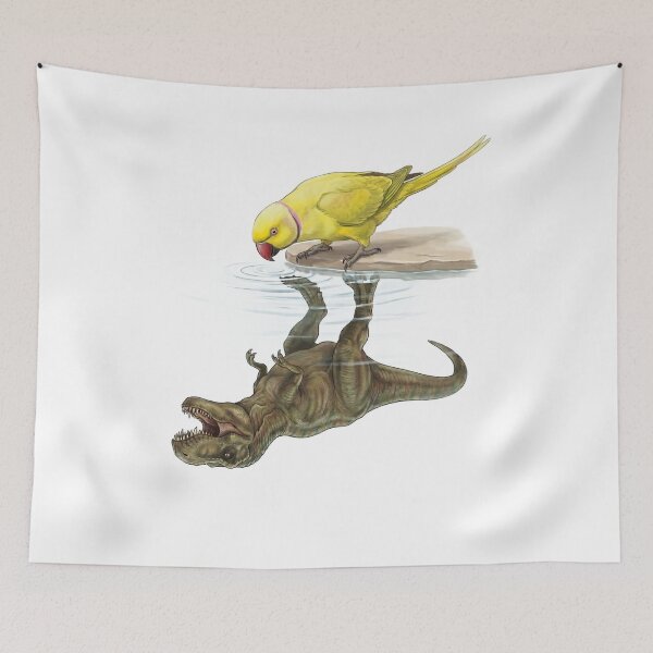 Item preview, Funny Yellow Ringneck Parakeet Reflection T Rex Dinosaur Parrot Mom Dad Lover designed and sold by DoodleTortle.
