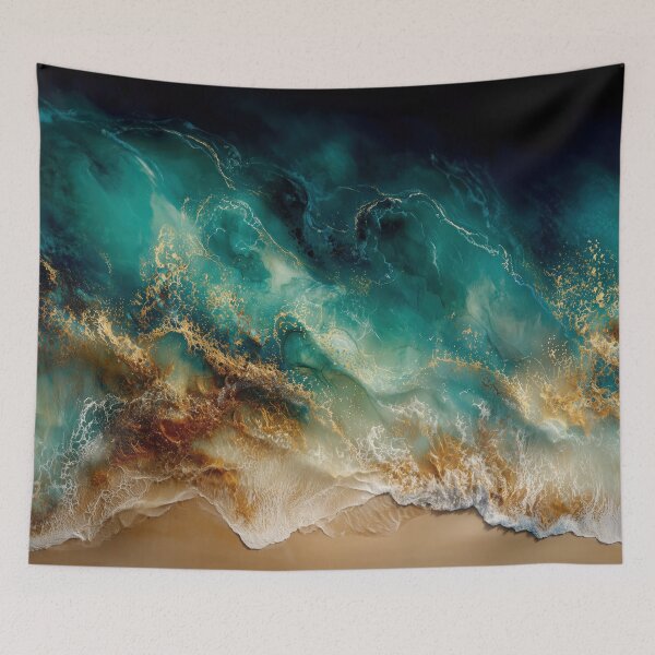 Item preview, Teal Gold Beach designed and sold by SoliDeoArts.