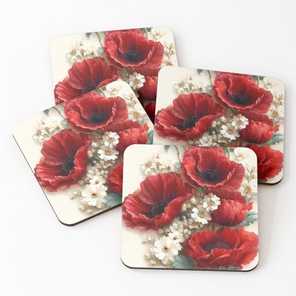 Item preview, Traditional Remembrance Poppy Bouquet Watercolor Pattern designed and sold by Nine Lives Studio.
