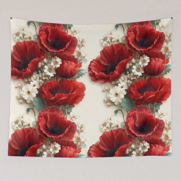 Item preview, Traditional Remembrance Poppy Bouquet Watercolor Pattern designed and sold by Nine Lives Studio.