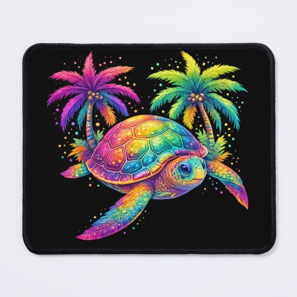 Item preview, Vibrant Rainbow Sea Turtle - Tropical Neon Palm Beach Art designed and sold by myforestfog.