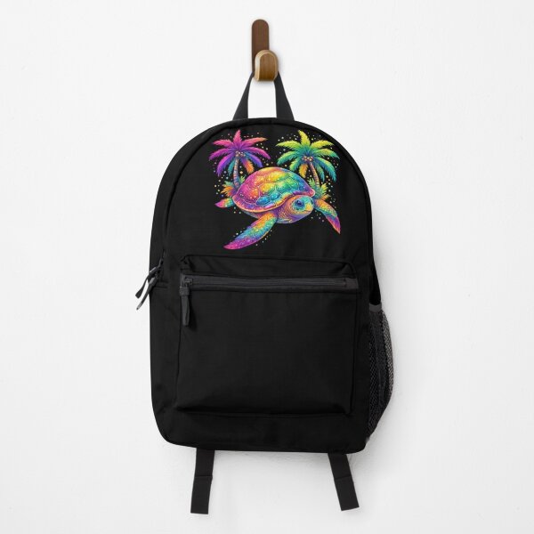 Item preview, Vibrant Rainbow Sea Turtle - Tropical Neon Palm Beach Art designed and sold by myforestfog.