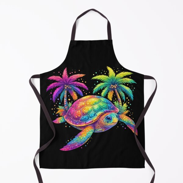 Item preview, Vibrant Rainbow Sea Turtle - Tropical Neon Palm Beach Art designed and sold by myforestfog.