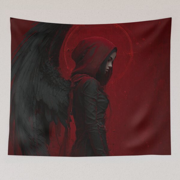 Item preview, Dark Angel with Black Wings and Red Halo Art designed and sold by GrinGalore.