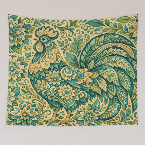 Item preview, Ornamental rooster in a field of flowers designed and sold by Sigtrix.