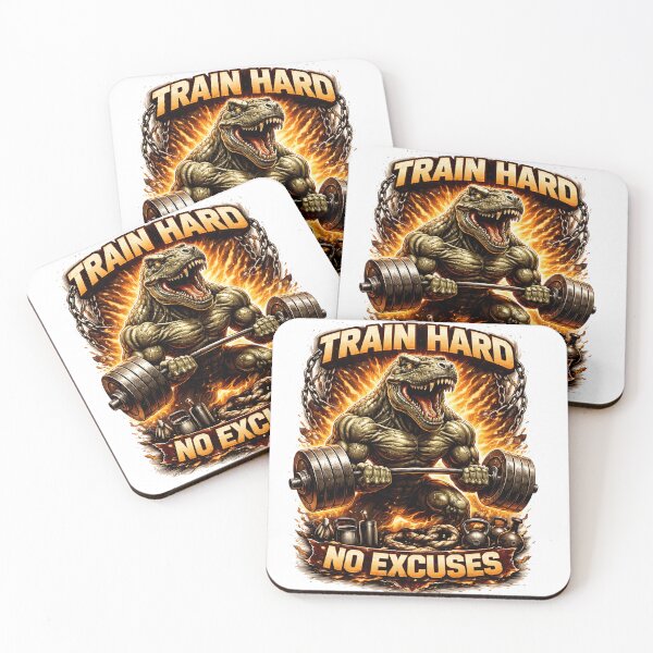 Item preview, Train Hard No Excuses T-Rex Gym Design designed and sold by Nixora.