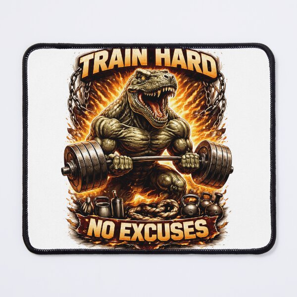 Item preview, Train Hard No Excuses T-Rex Gym Design designed and sold by Nixora.