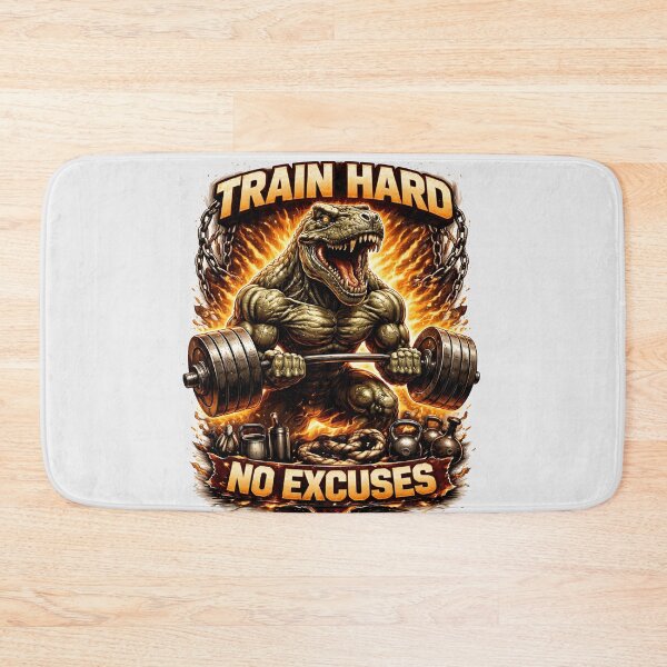 Item preview, Train Hard No Excuses T-Rex Gym Design designed and sold by Nixora.