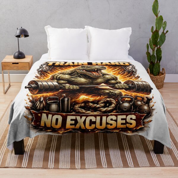 Item preview, Train Hard No Excuses T-Rex Gym Design designed and sold by Nixora.