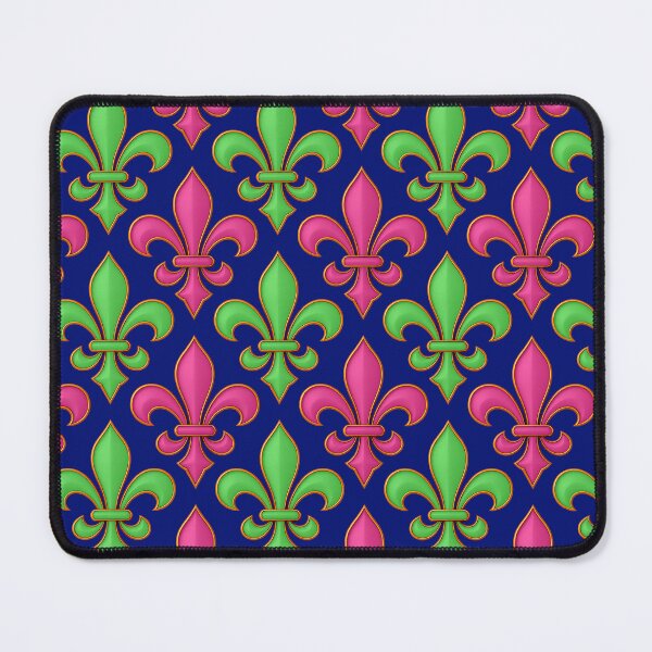 Item preview, Navy Blue Pink Green Fleur-de-lis Design designed and sold by PatternTitan.