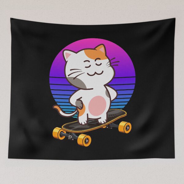 Item preview, Skateboarding Cat Retro designed and sold by yuki-hana.