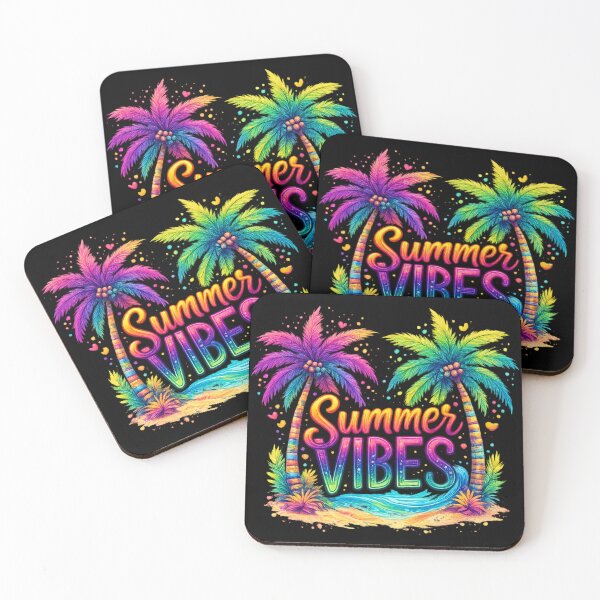 Item preview, Colorful Summer Vibes - Neon Tropical Palm Tree Beach Art designed and sold by myforestfog.