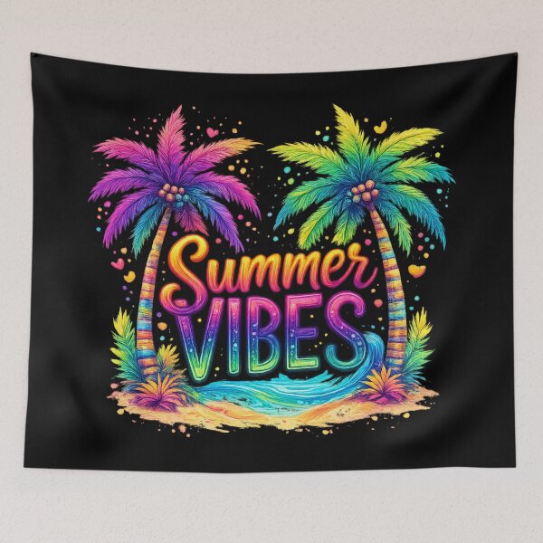 Item preview, Colorful Summer Vibes - Neon Tropical Palm Tree Beach Art designed and sold by myforestfog.