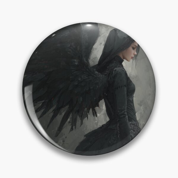 Item preview, Black Hood Dark Angel with Black Wings Painting Art designed and sold by GrinGalore.