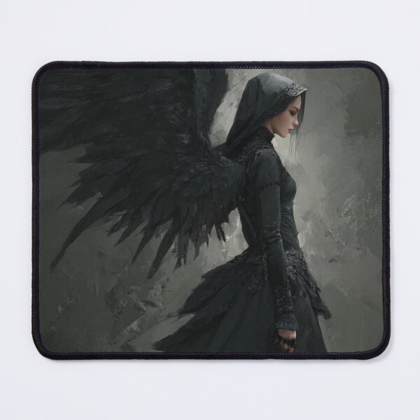 Item preview, Black Hood Dark Angel with Black Wings Painting Art designed and sold by GrinGalore.