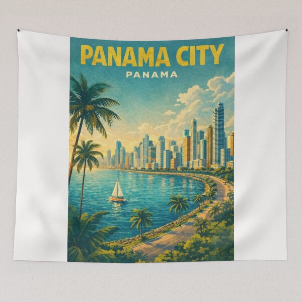 Item preview, Panama City Pacific Coast Skyline and Avenida Balboa Panama designed and sold by Places On Earth.