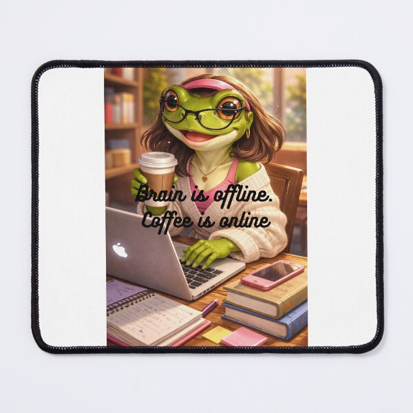 Item preview, Cute Study Frog with Coffee designed and sold by GlitterAndStars.