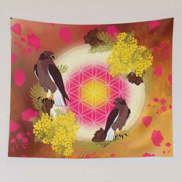 Item preview, Flower of Life & Eagles – Energy, Protection & Nature Motif designed and sold by Le royaume des fleurs.