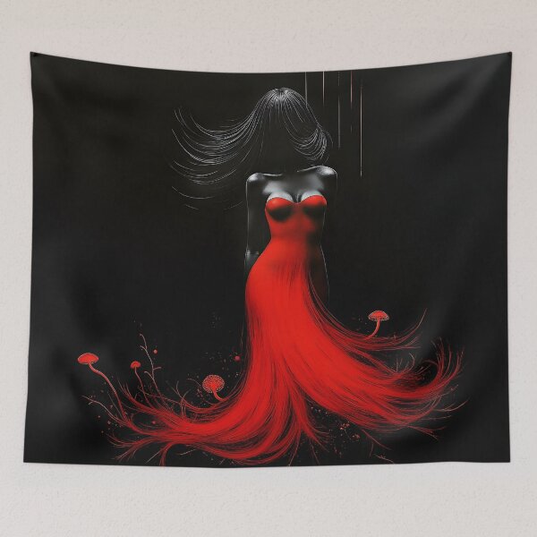 Item preview, Surreal Abstract Expressionism of a Lady in a Red Dress designed and sold by Huskyyy Designs.