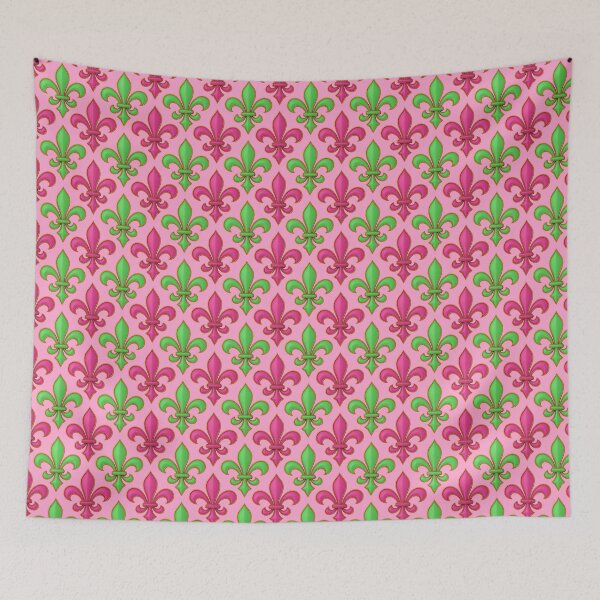 Item preview,  Pink Green Fuscia Fleur-de-lis Design designed and sold by PatternTitan.