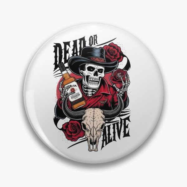 Item preview, Skeleton Cowboy with Jim Beam & Roses - Wild West Gothic Art designed and sold by  The Midnight Library - Book Lover Gifts & Kindle Accessories.