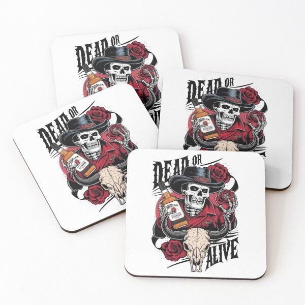 Item preview, Skeleton Cowboy with Jim Beam & Roses - Wild West Gothic Art designed and sold by  The Midnight Library - Book Lover Gifts & Kindle Accessories.