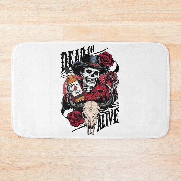 Item preview, Skeleton Cowboy with Jim Beam & Roses - Wild West Gothic Art designed and sold by  The Midnight Library - Book Lover Gifts & Kindle Accessories.