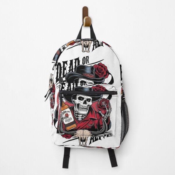 Item preview, Skeleton Cowboy with Jim Beam & Roses - Wild West Gothic Art designed and sold by The Midnight Library - Book Lover Gifts & Kindle Accessories.