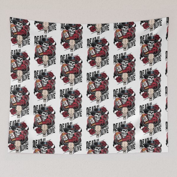 Item preview, Skeleton Cowboy with Jim Beam & Roses - Wild West Gothic Art designed and sold by  The Midnight Library - Book Lover Gifts & Kindle Accessories.