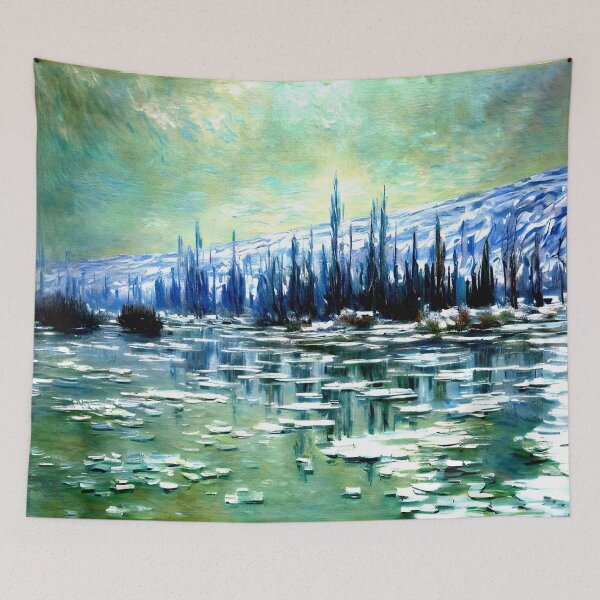 Item preview, Drifting Ice Floes on the Seine: A Quiet Winter Morning of Mist designed and sold by artdesignsnow.